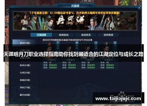 天涯明月刀职业选择指南助你找到最适合的江湖定位与成长之路